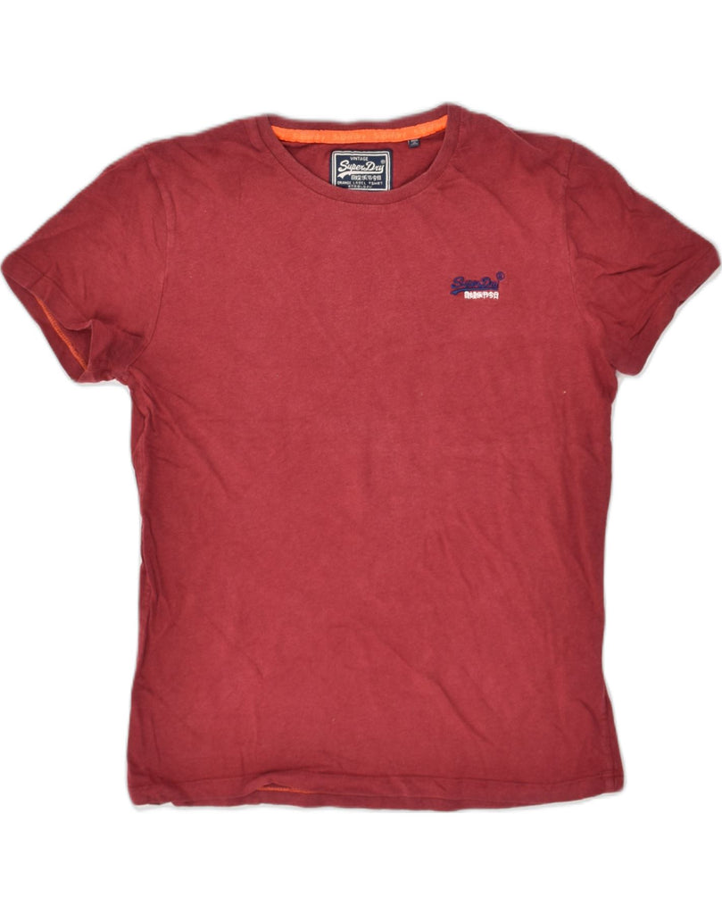 SUPERDRY Mens Graphic T-Shirt Top Medium Burgundy Cotton | Vintage Superdry | Thrift | Second-Hand Superdry | Used Clothing | Messina Hembry 