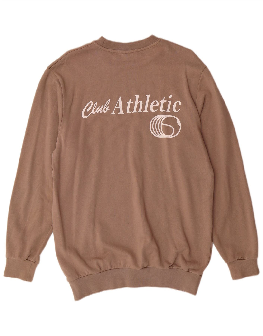 JACK & JONES Mens Graphic Sweatshirt Jumper Medium Beige Cotton