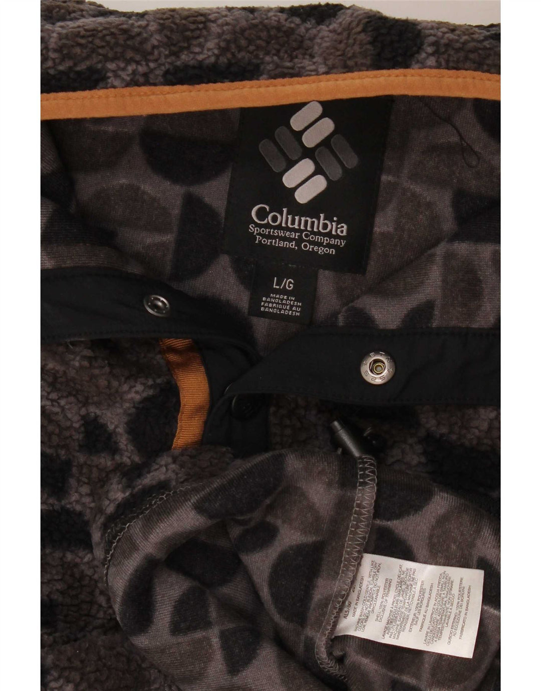 Columbia Womens Oversized Fleece Jumper UK 16 Large Grey Geometric