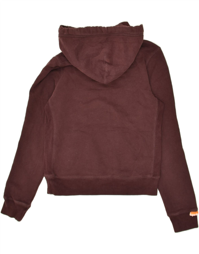 SUPERDRY Womens Graphic Hoodie Jumper UK 14 Large Maroon Cotton | Vintage Superdry | Thrift | Second-Hand Superdry | Used Clothing | Messina Hembry 