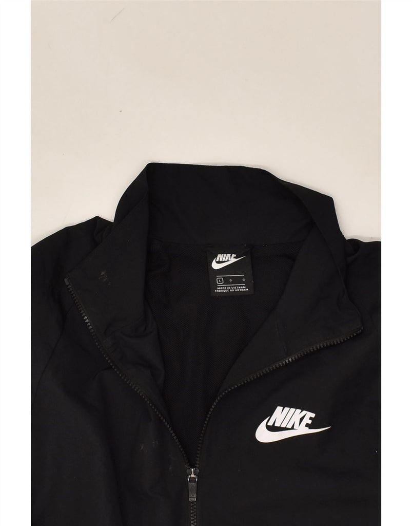 NIKE Mens Tracksuit Top Jacket Large Black Polyester | Vintage Nike | Thrift | Second-Hand Nike | Used Clothing | Messina Hembry 