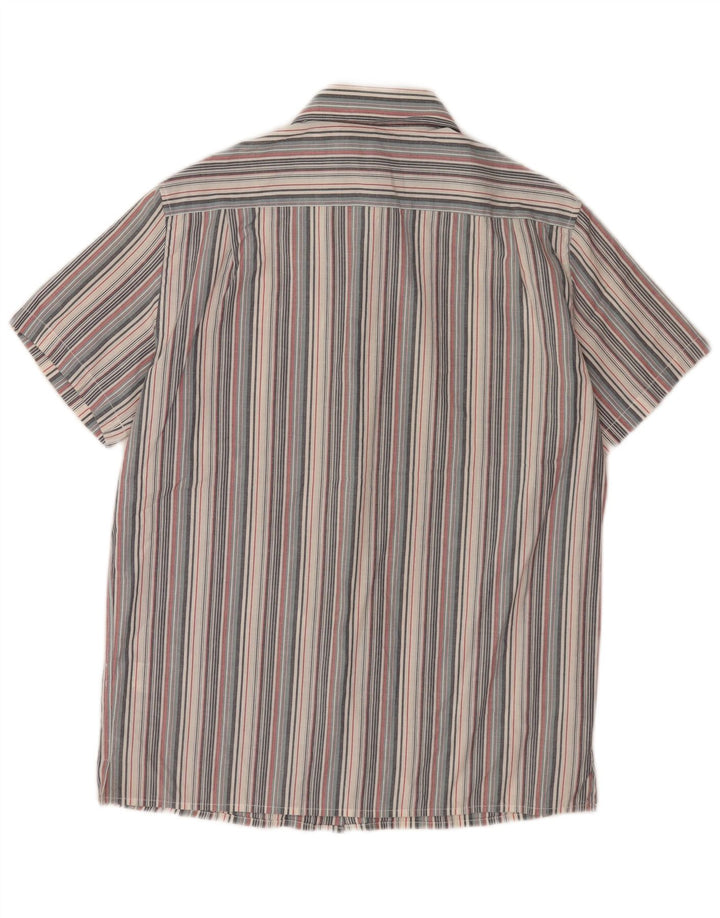 French Connection Mens Short Sleeve Shirt Small Grey Striped Cotton