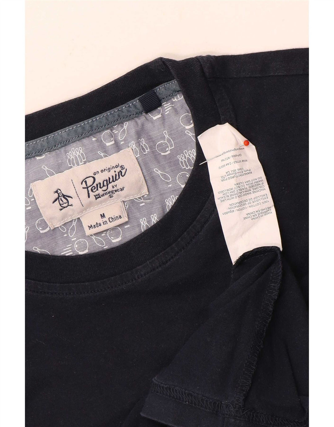 Penguin Mens T-Shirt Top Medium Navy Blue Cotton