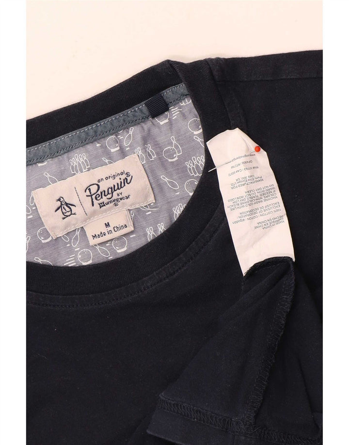 Penguin Mens T-Shirt Top Medium Navy Blue Cotton