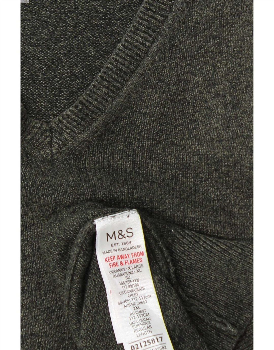 Marks & Spencer Mens V-Neck Jumper Sweater XL Green Cotton