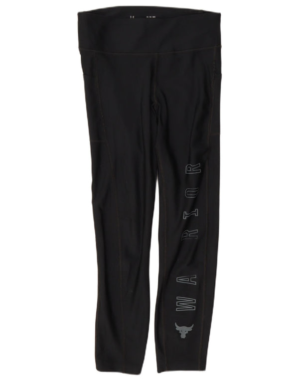 Under Armour Womens Heat Gear Graphic Crop Leggings UK 12 Medium Black