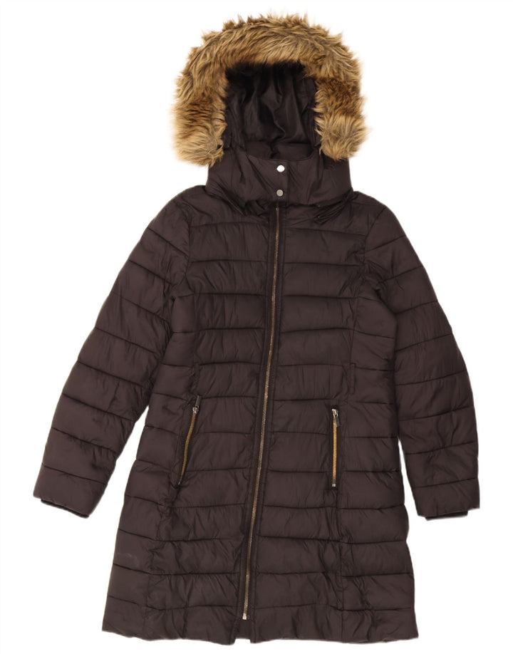Hobbs Womens Hooded Oversized Padded Coat UK 10 Small Black Nylon