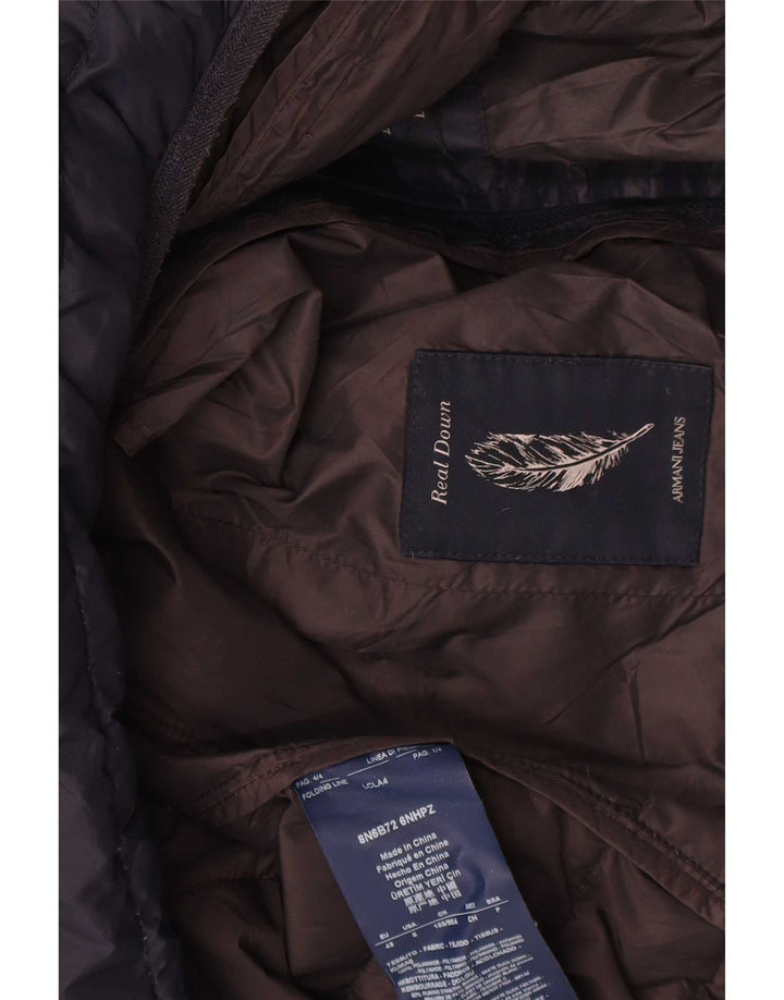 Armani Jeans Mens Padded Jacket IT 48 Medium Navy Blue Polyamide