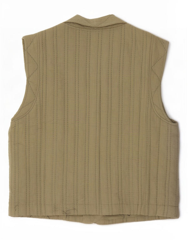 MINT VELVET Womens Gilet UK 14 Medium Khaki Cotton