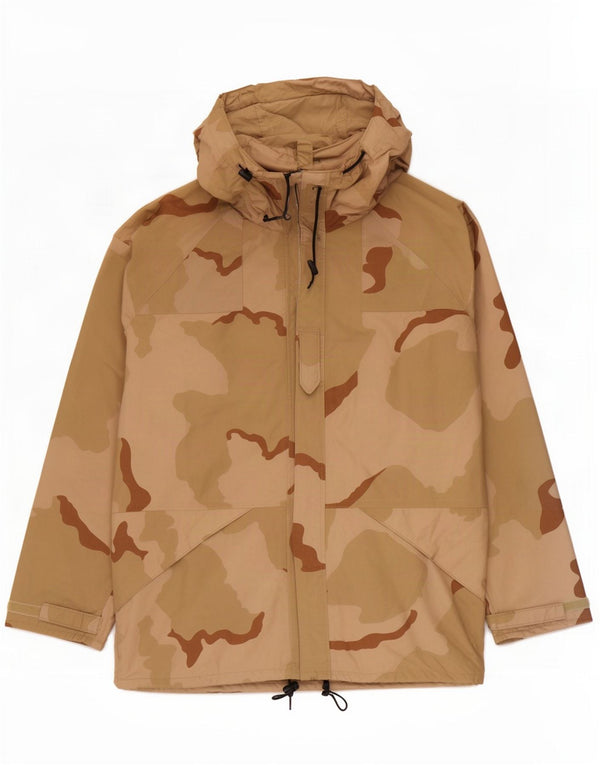 Raven Mens Hooded Rain Jacket UK 40 Large Beige Camouflage Nylon