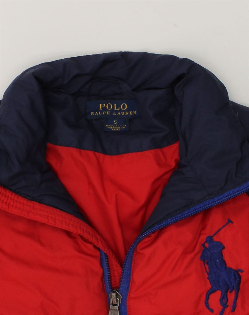 POLO RALPH LAUREN Boys Padded Jacket 4-5 Years Blue Colourblock Polyester | Vintage Polo Ralph Lauren | Thrift | Second-Hand Polo Ralph Lauren | Used Clothing | Messina Hembry 