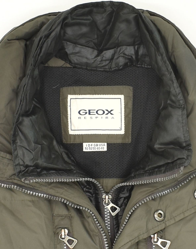 GEOX Womens Padded Jacket IT 50 Large Khaki Polyester | Vintage Geox | Thrift | Second-Hand Geox | Used Clothing | Messina Hembry 