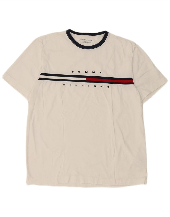 Tommy Hilfiger Mens Graphic T-Shirt Top Large White Cotton