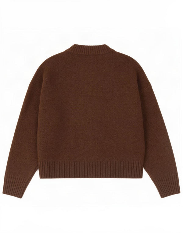Zara Womens Oversized Boat Neck Jumper Sweater UK 10 Small Brown