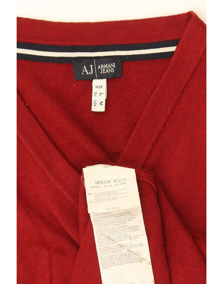 Armani Jeans Mens Vest Tank Top Medium Maroon Virgin Wool