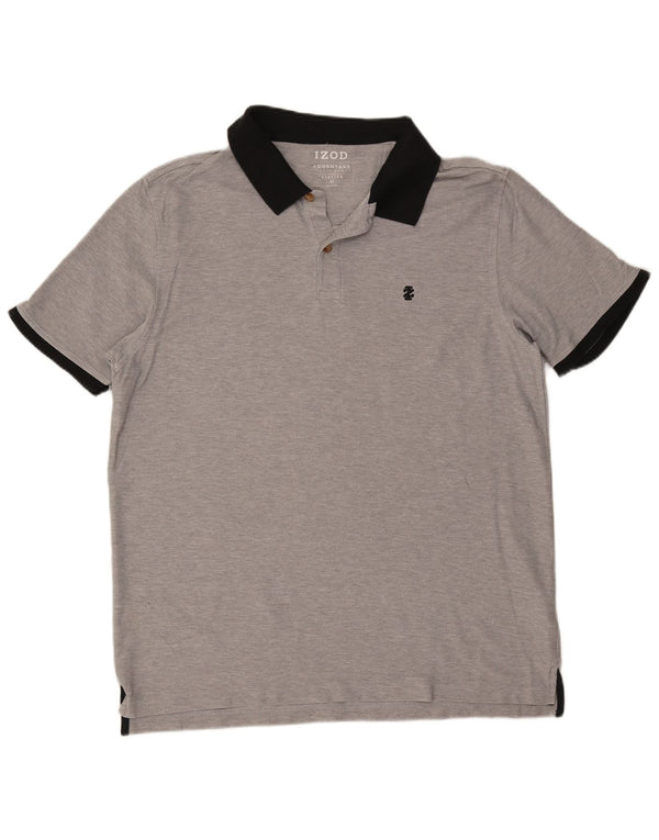 Izod Mens Polo Shirt XL Grey Colourblock Cotton