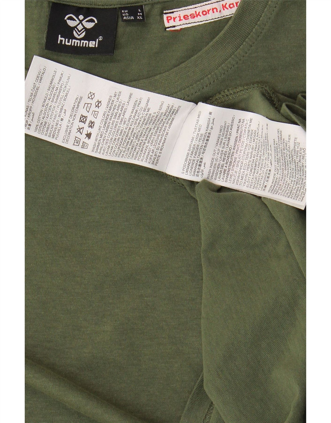 HUMMEL Mens T-Shirt Top Medium Khaki Cotton