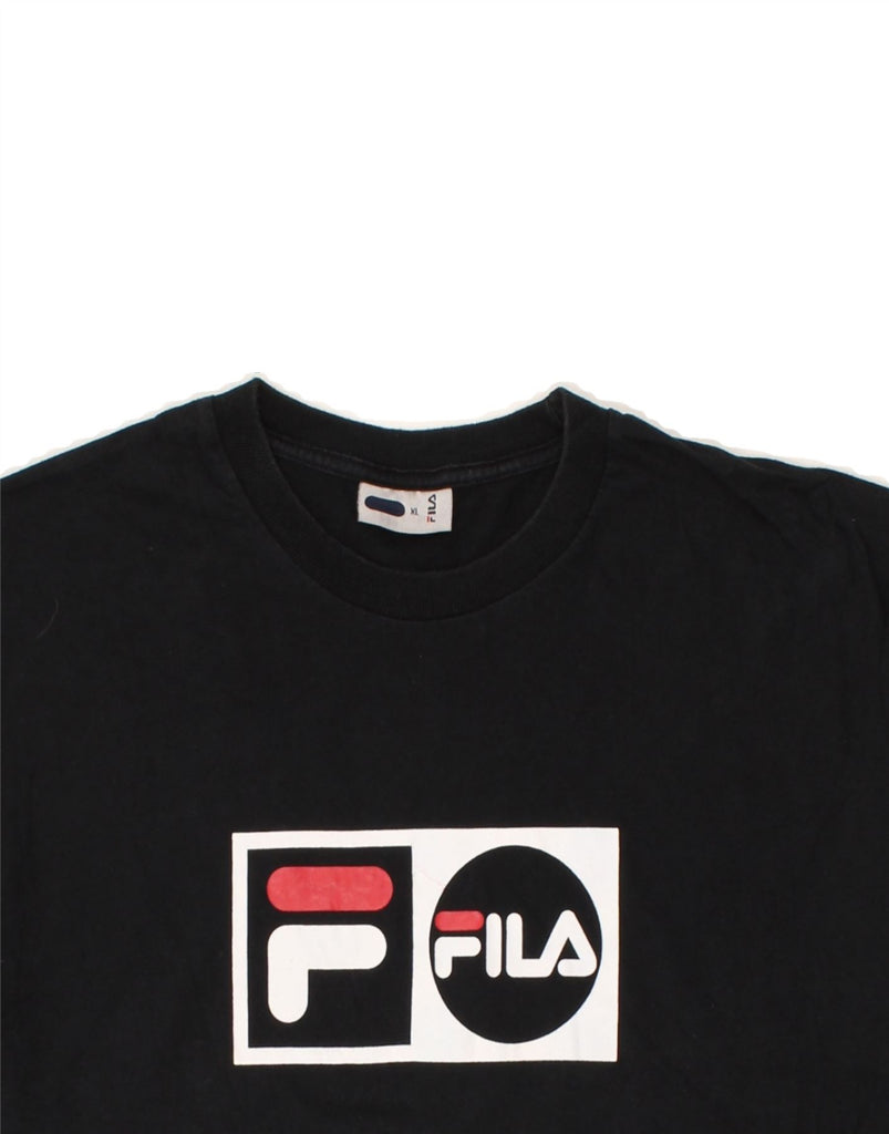 FILA Mens Graphic T-Shirt Top XL Black Cotton | Vintage Fila | Thrift | Second-Hand Fila | Used Clothing | Messina Hembry 