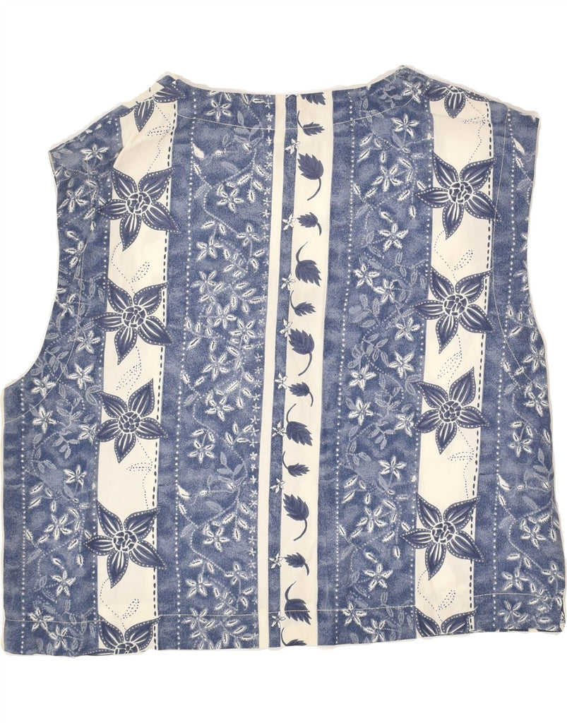VINTAGE Womens Waistcoat EU 44 XL Blue Floral Rayon | Vintage Vintage | Thrift | Second-Hand Vintage | Used Clothing | Messina Hembry 