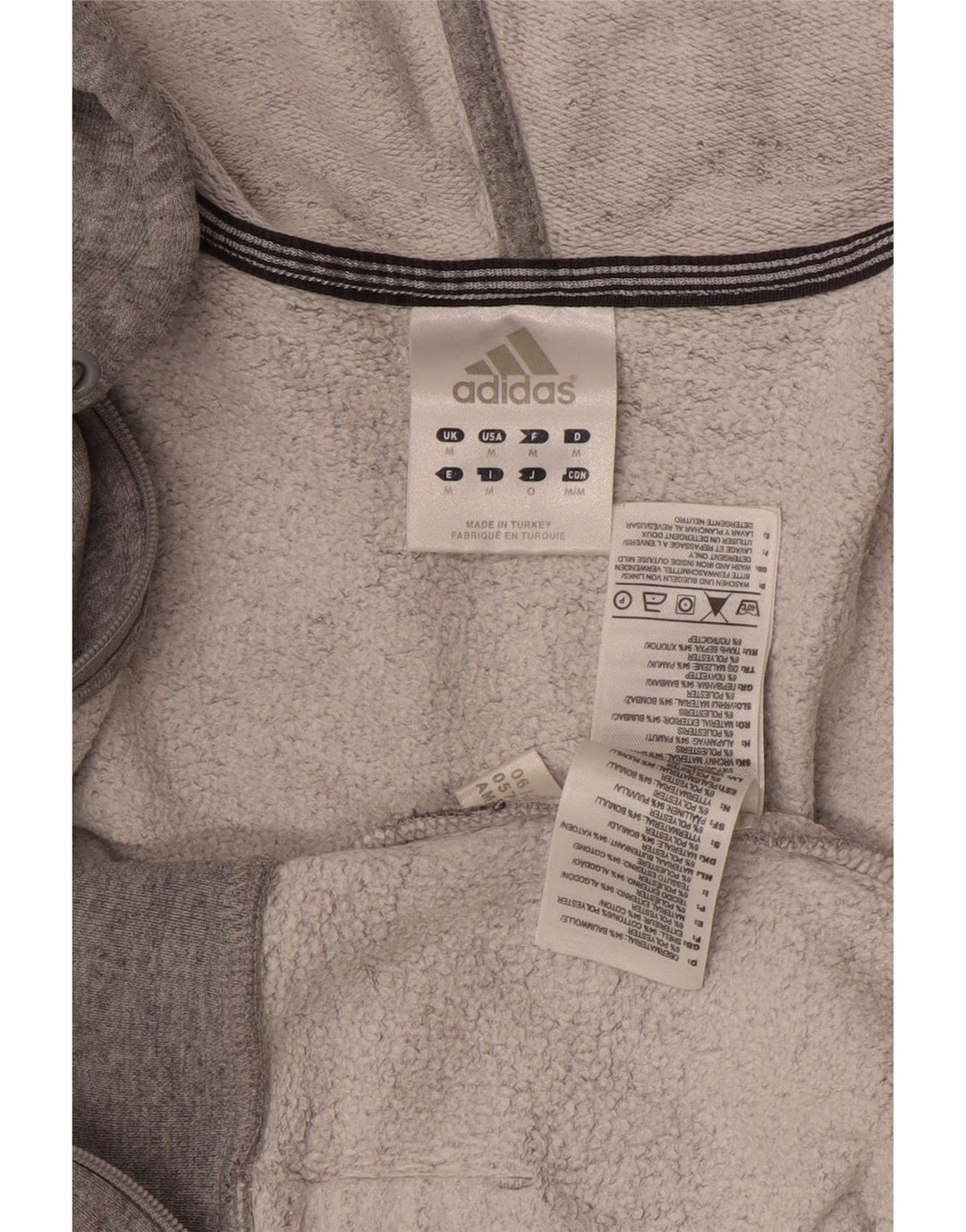 ADIDAS Mens Zip Hoodie Sweater Medium Grey Flecked Cotton