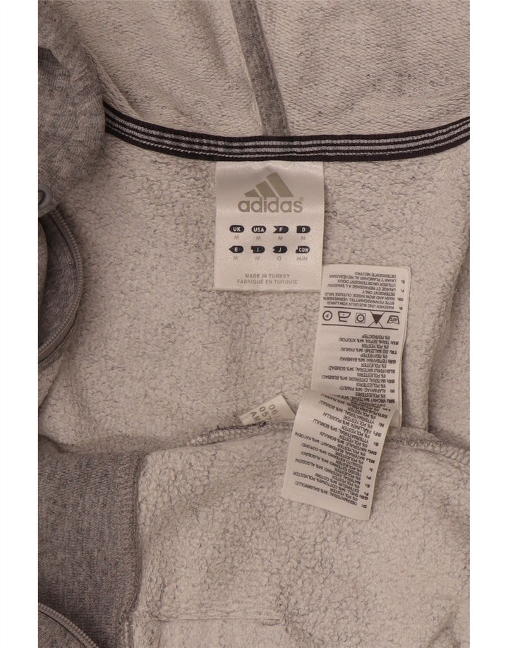 ADIDAS Mens Zip Hoodie Sweater Medium Grey Flecked Cotton