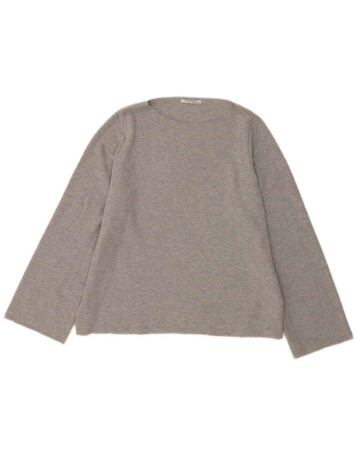 Zara Womens Trafaluc Oversized Top Long Sleeve UK 10 Small Grey Polyester