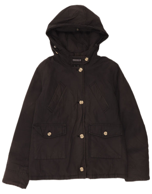 Woolrich Girls Hooded Padded Jacket 13-14 Years Black Cotton