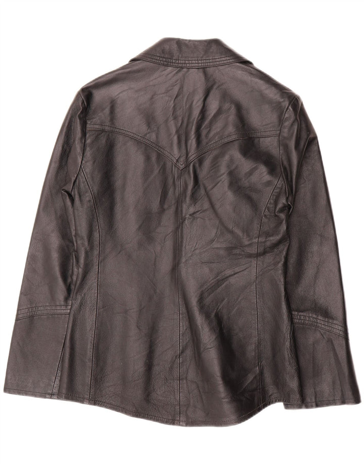 OLTRE Womens Leather Jacket UK 10 Small Black Leather