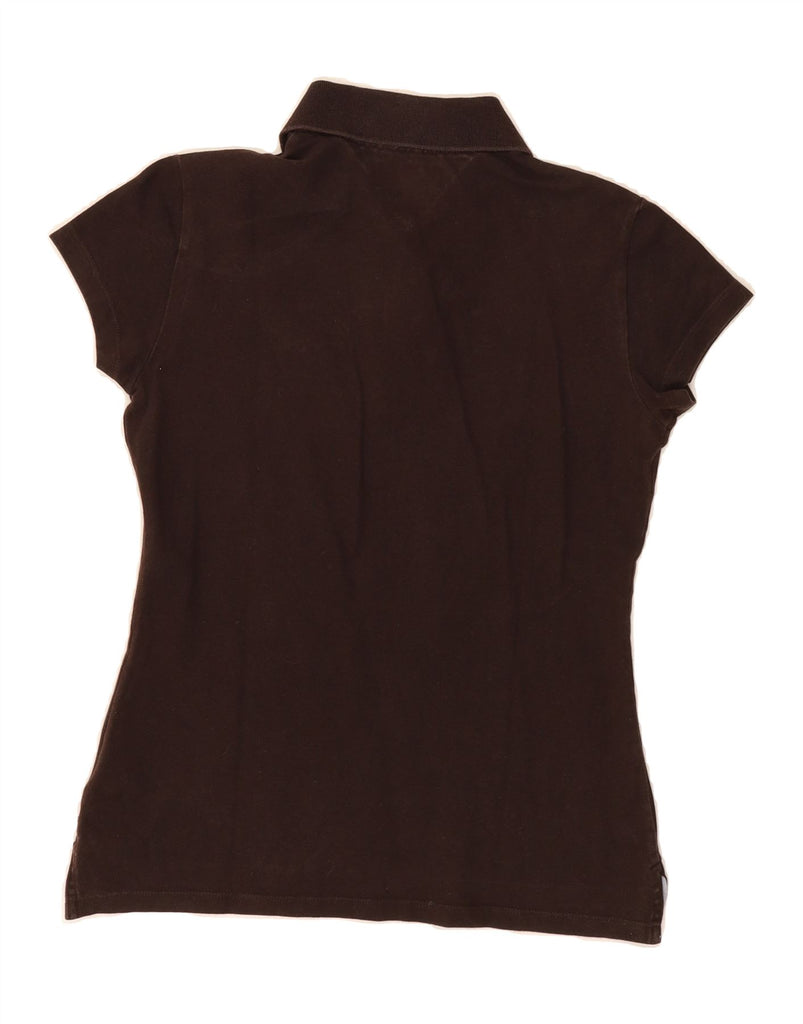 TOMMY HILFIGER Womens Slim Fit Polo Shirt UK 12 Medium Brown Cotton Vintage Tommy Hilfiger and Second-Hand Tommy Hilfiger from Messina Hembry 