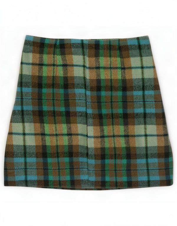 Vintage Womens Mini Skirt Small W26 Multicoloured Check Acrylic