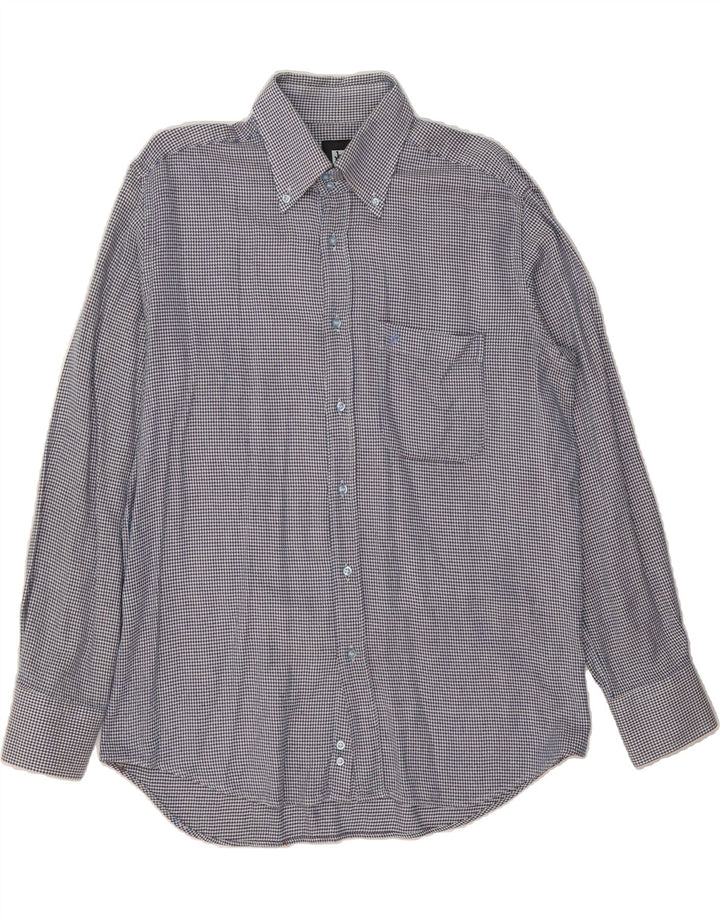 ROCCOBAROCCO Mens Shirt Size 16 1/2 42 Large Blue Houndstooth Cotton Vintage Roccobarocco and Second-Hand Roccobarocco from Messina Hembry 