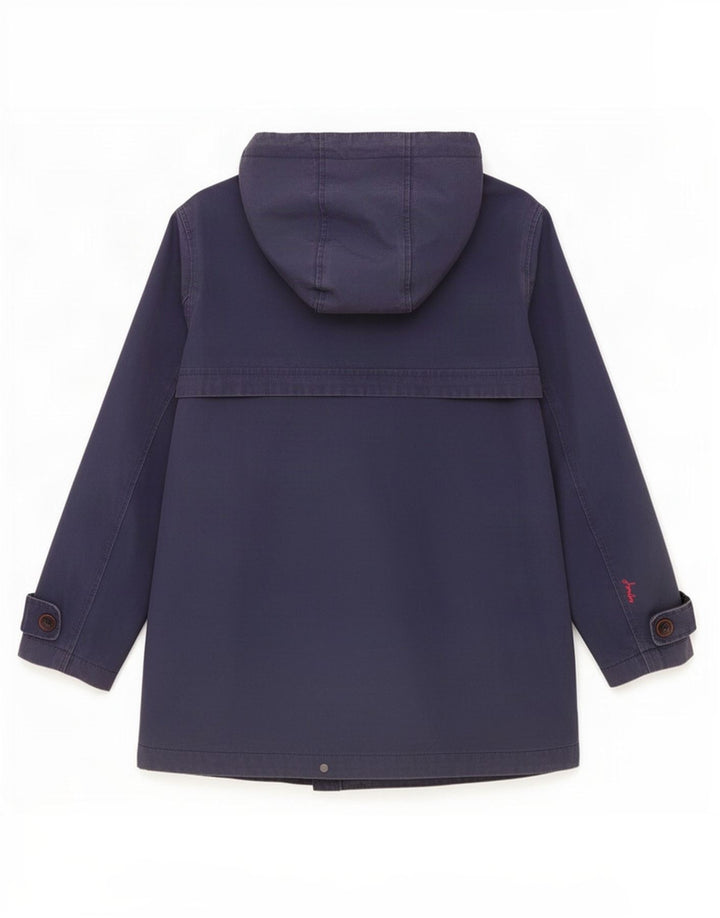 Joules Womens Hooded Rain Jacket UK 12 Medium Navy Blue Cotton