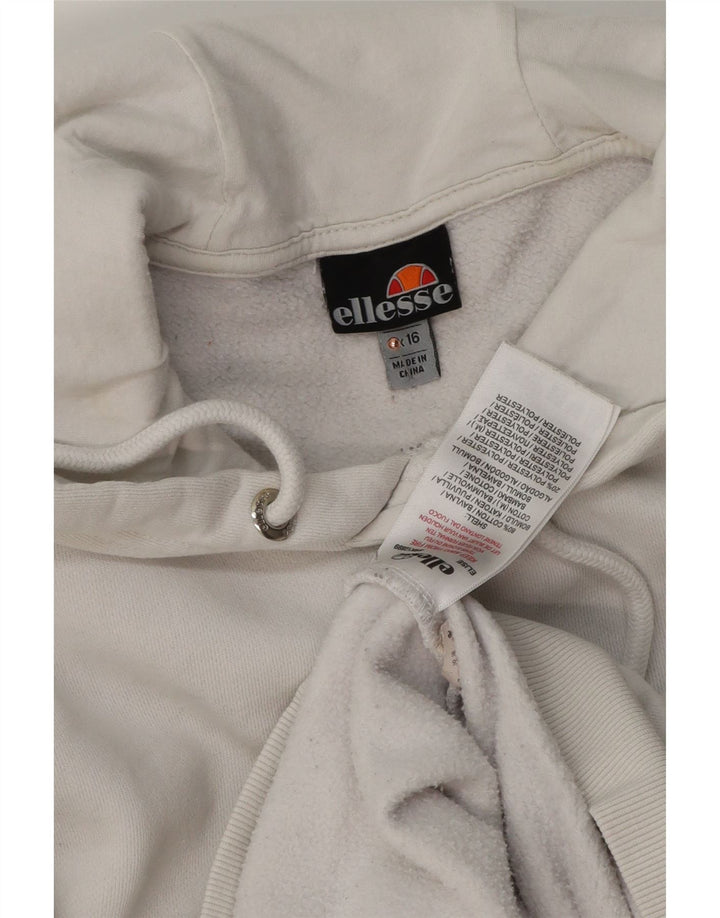 ELLESSE Womens Oversized Hoodie Jumper UK 16 Large  White Cotton