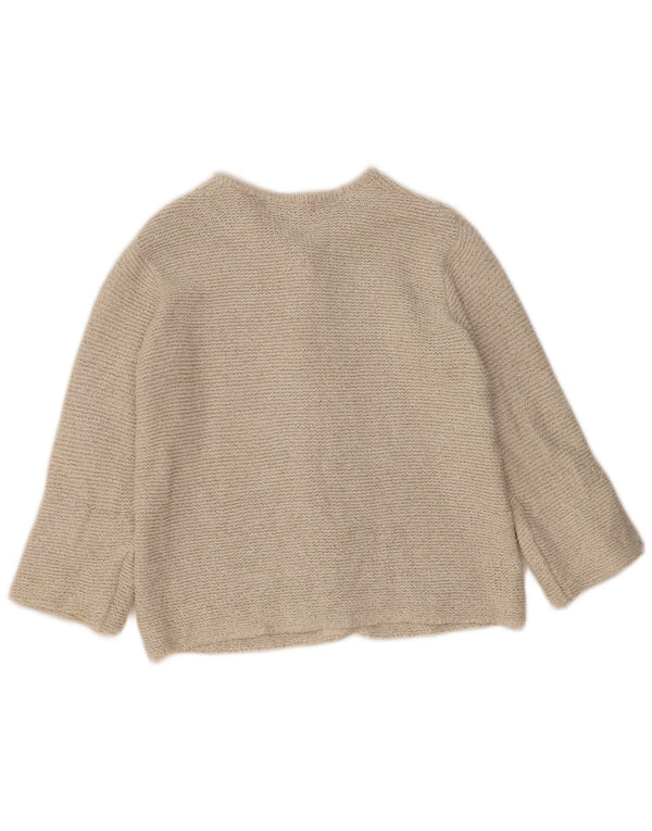 Orvis Womens 3/4 Sleeve Cardigan Sweater UK 10 Small Beige Cotton