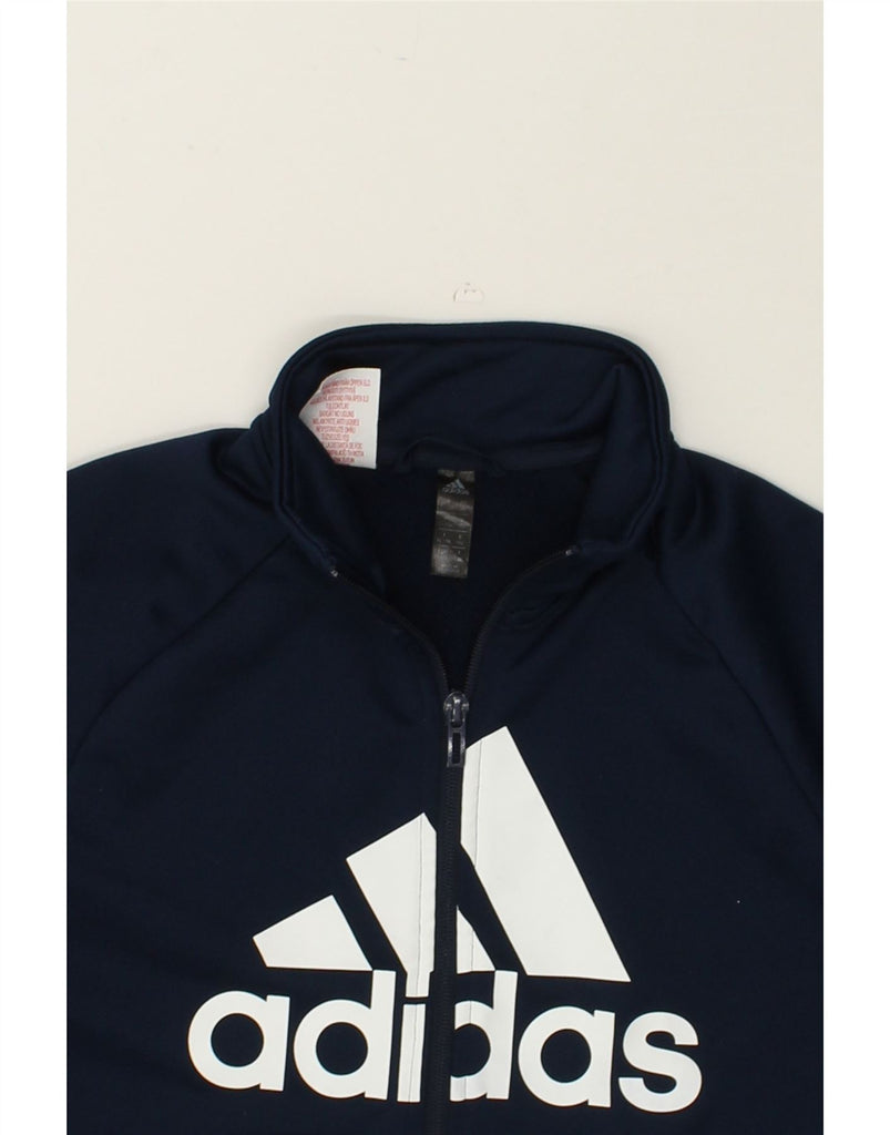 ADIDAS Boys Graphic Tracksuit Top Jacket 11-12 Years Navy Blue Colourblock | Vintage Adidas | Thrift | Second-Hand Adidas | Used Clothing | Messina Hembry 