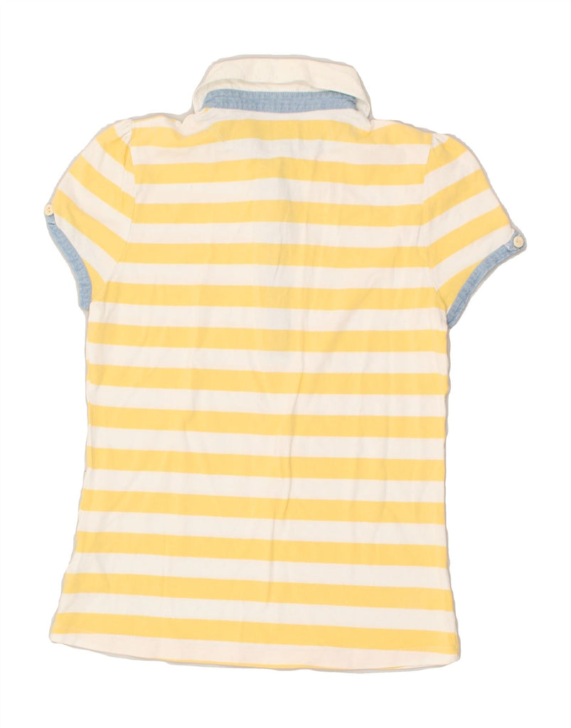 WOOLRICH Womens Slim Polo Shirt UK 18 XL Yellow Striped Cotton | Vintage Woolrich | Thrift | Second-Hand Woolrich | Used Clothing | Messina Hembry 