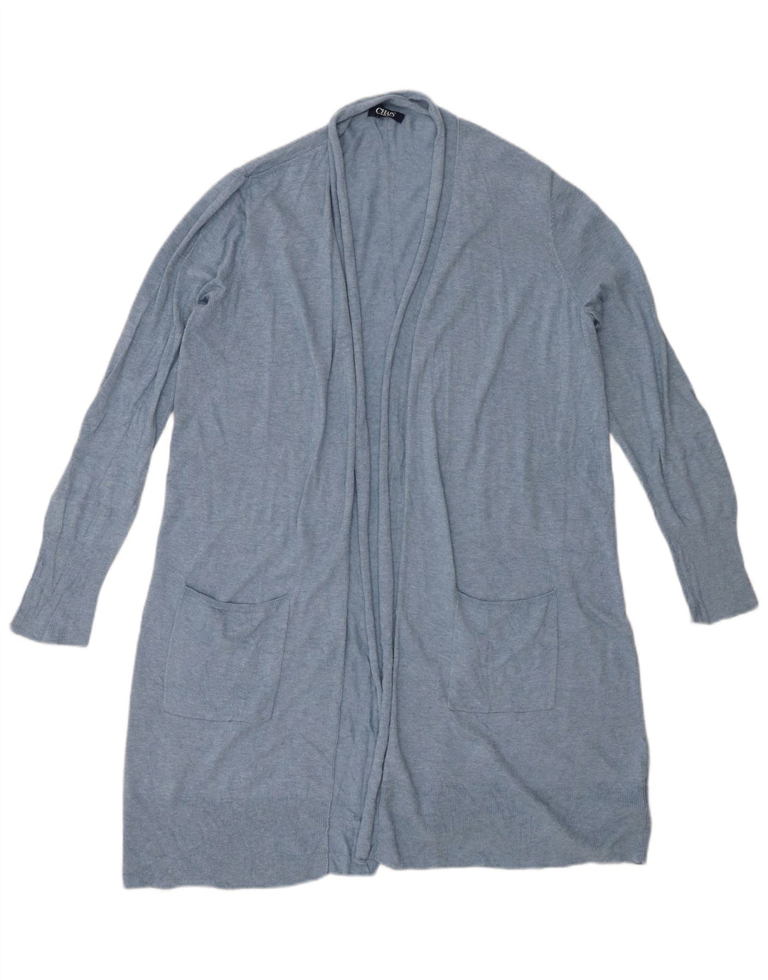 CHAPS Womens Longline Open Cardigan Sweater UK 16 Large Blue Cotton