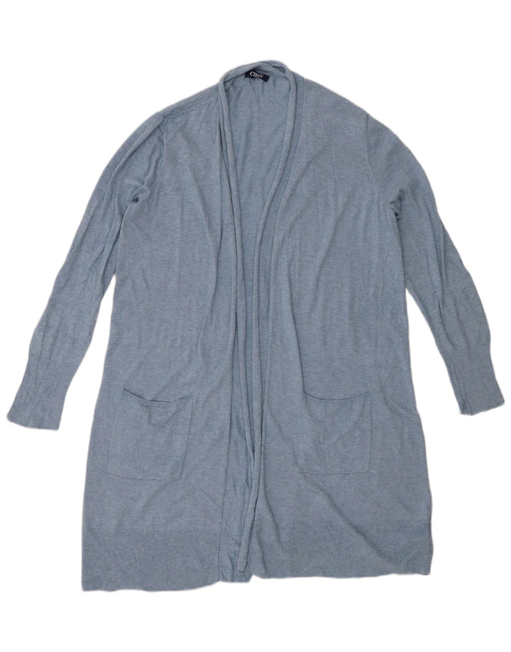CHAPS Womens Longline Open Cardigan Sweater UK 16 Large Blue Cotton