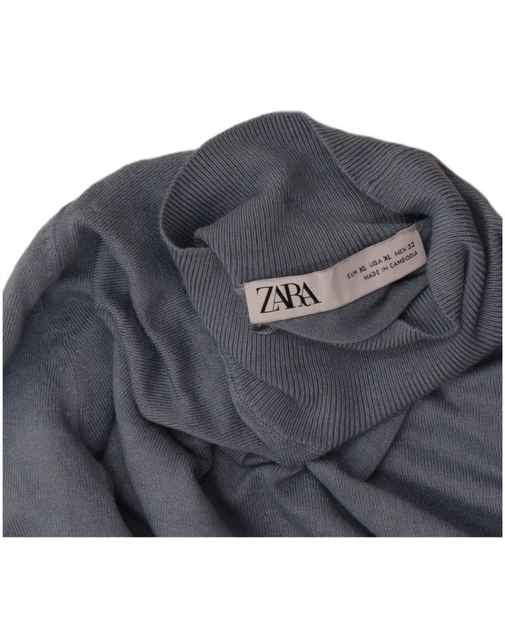 Zara Womens Turtle Neck Jumper Sweater UK 18 XL Blue