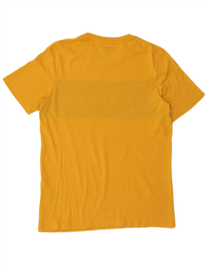 Jack & Jones Mens Graphic T-Shirt Top Medium Yellow Colourblock Cotton