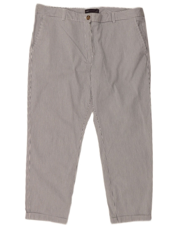 Marks & Spencer Womens Cropped Trousers UK 16 Large W36 L25 White Striped