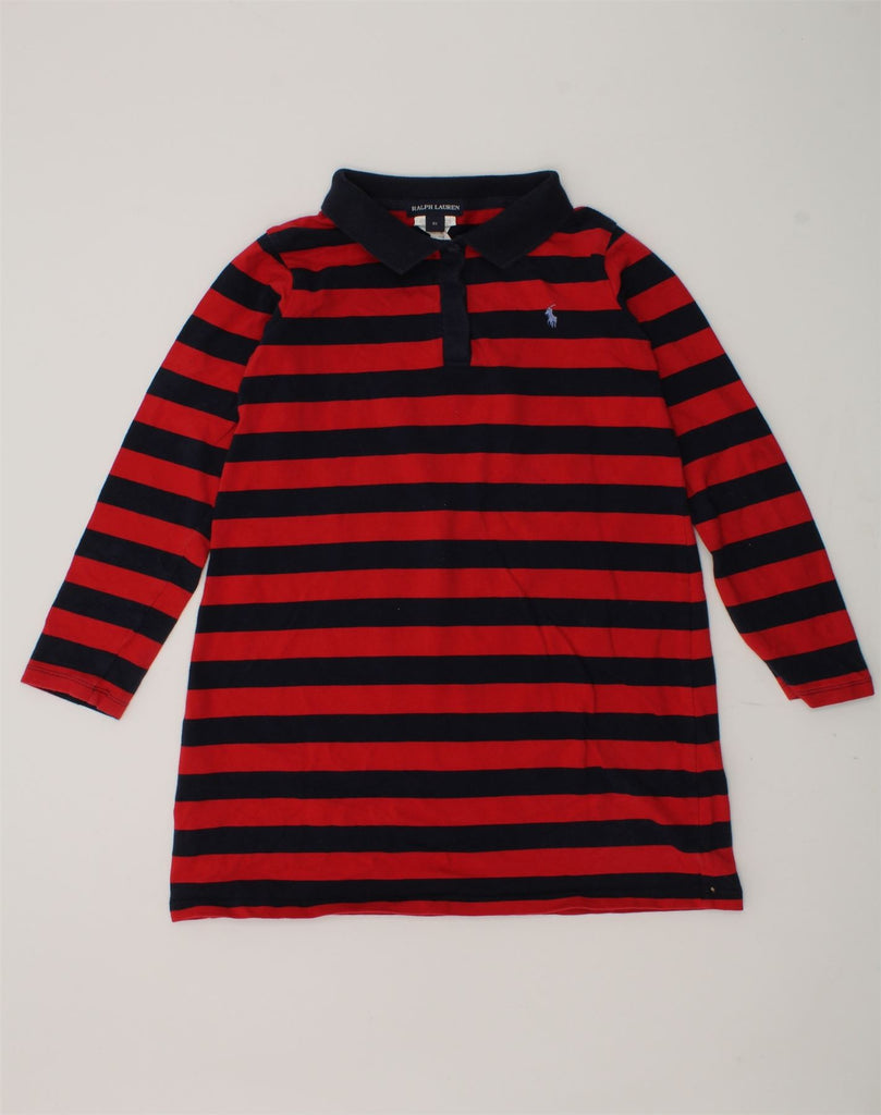 RALPH LAUREN Girls Long Sleeve Polo Dress 5-6 Years Red Striped Cotton | Vintage Ralph Lauren | Thrift | Second-Hand Ralph Lauren | Used Clothing | Messina Hembry 