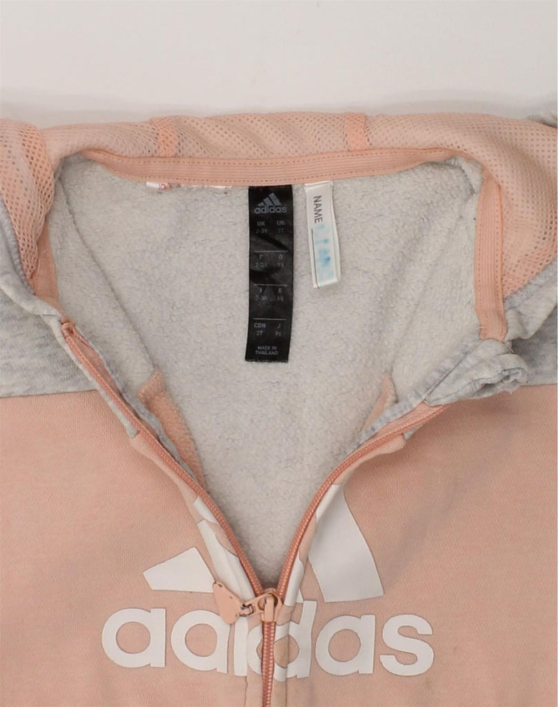 ADIDAS Girls Graphic Zip Hoodie Sweater 2-3 Years Grey Cotton | Vintage Adidas | Thrift | Second-Hand Adidas | Used Clothing | Messina Hembry 