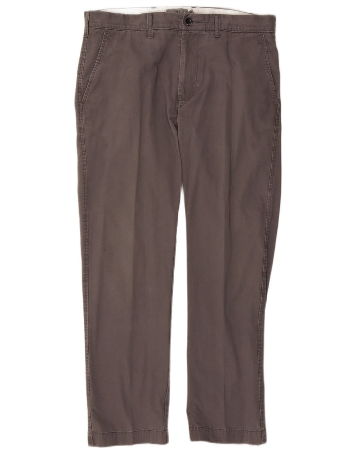 Marks & Spencer Mens Straight Chino Trousers W34 L29 Grey Cotton