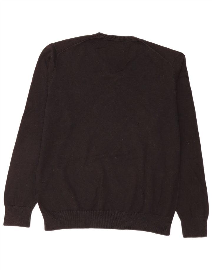Zara Mens V-Neck Jumper Sweater Large Black Argyle/Diamond