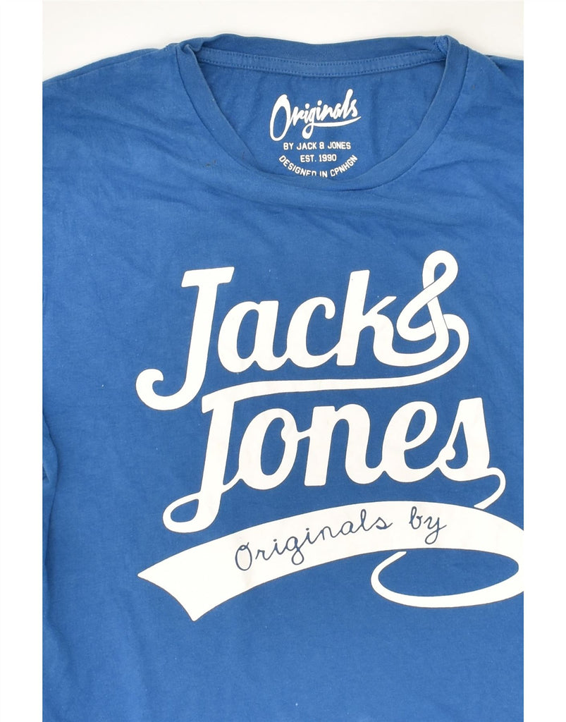 JACK & JONES Mens Graphic T-Shirt Top Medium Blue Cotton | Vintage Jack & Jones | Thrift | Second-Hand Jack & Jones | Used Clothing | Messina Hembry 