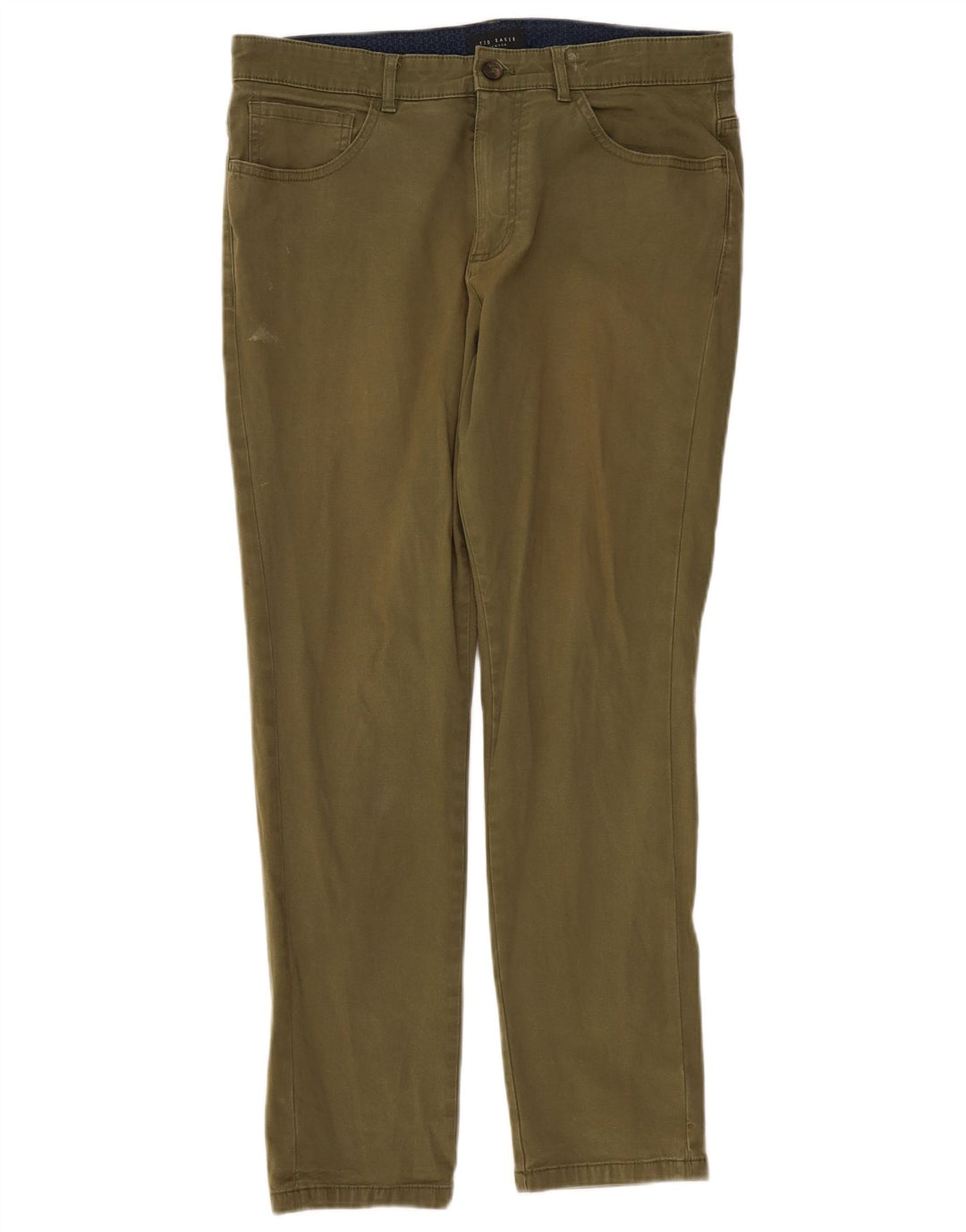 Ted Baker Mens Slim Casual Trousers W32 L29 Khaki Cotton