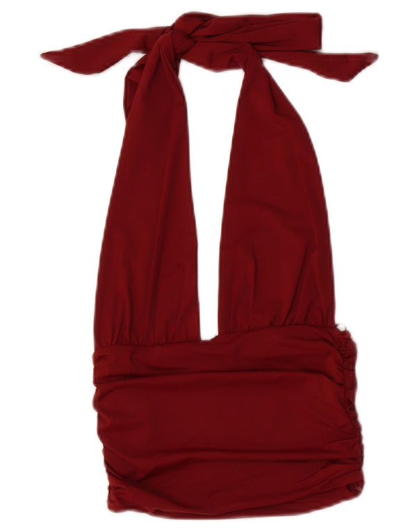 Zara Womens Halter Top UK 8 Small Burgundy Polyamide