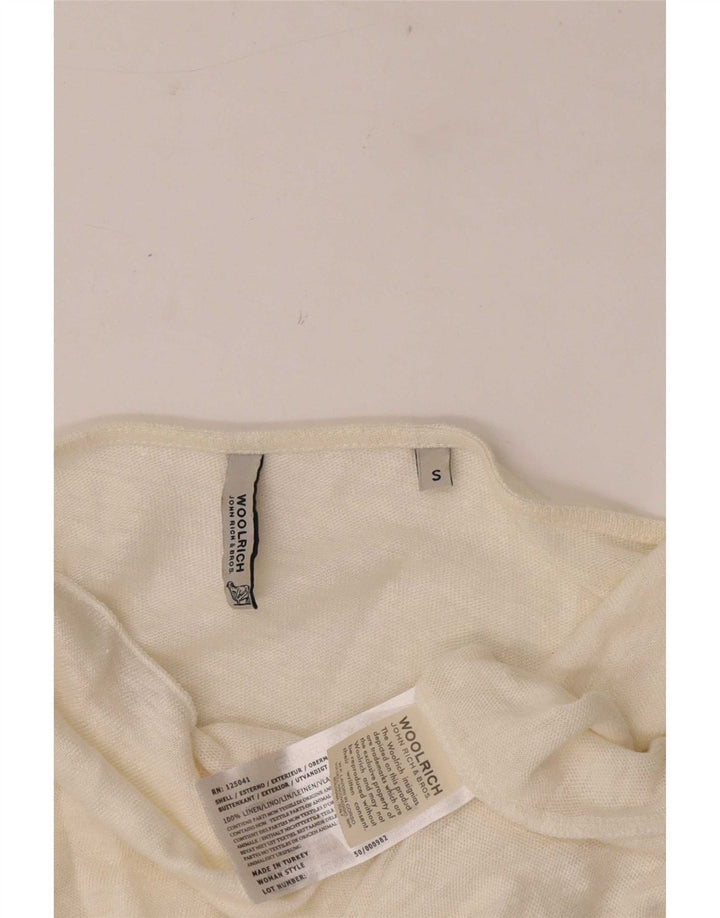 Woolrich Womens 3/4 Sleeve Oversized Off Shoulder Top UK 10 Small White