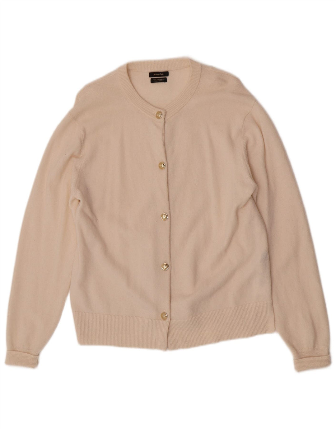 Massimo Dutti Womens Cardigan Sweater UK 14 Medium Beige Wool